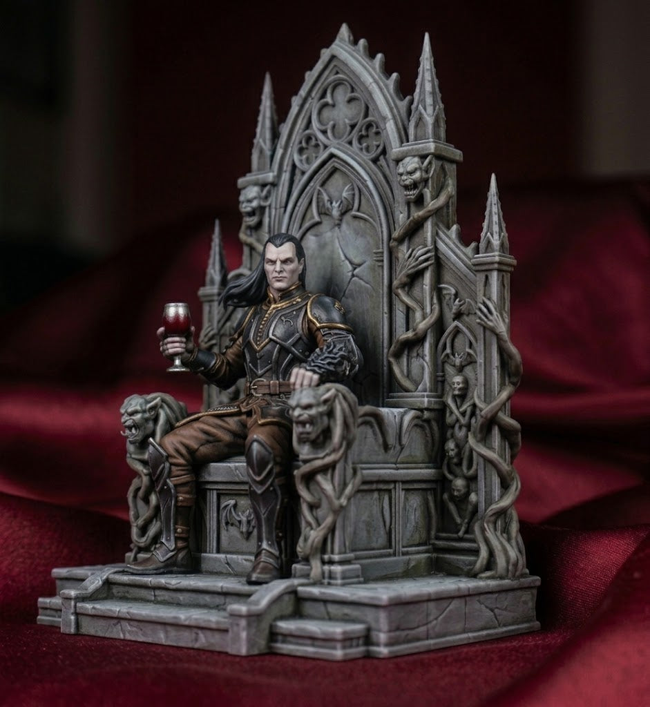 Strahd, príncipe de las tinieblas, en su trono.