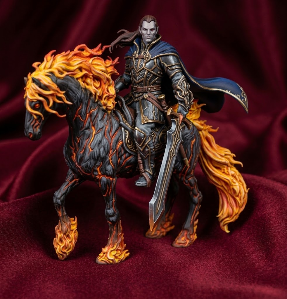 Strahd montado en Pesadilla